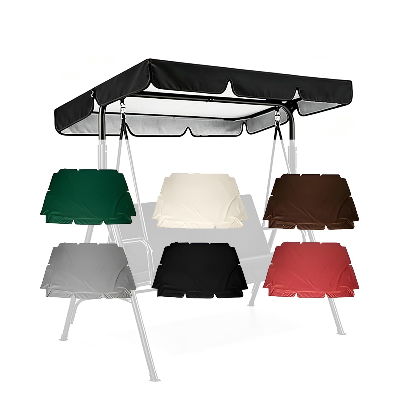 Toile de Rechange pour Balancelle de Jardin 2/3 Places, Housse de Rechange Toit de Balançoire, Auvent Imperméable en Polyester pour Terrasse Extérieur Patio(Black,249x185x18cm)