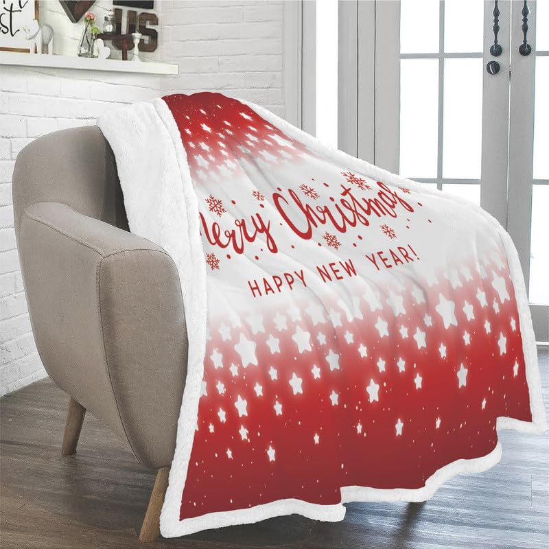 Plaid Couverture Flanelle Noël Imprimé Flocons - Super Doux Et Chaud, Dimensions 127x102 Cm, Pour Canapé, Lit, Saisons Fraîches