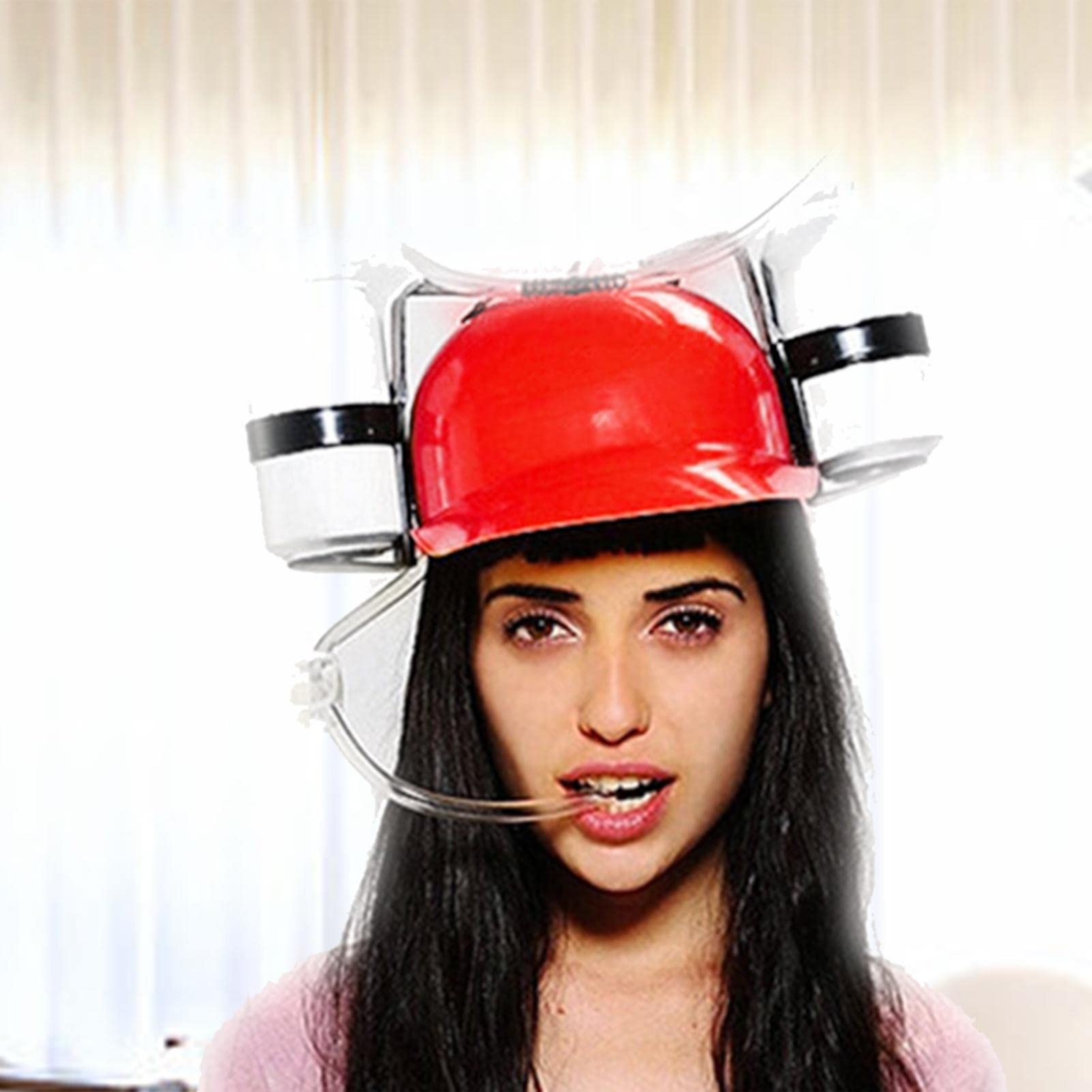Beer Helmet, Party Drinking Helmet, for 2 Cans of Beer, Drink Two Cans at the Same Time Funny Beer Helmet, Perfect for a Football Party Carnival Toys