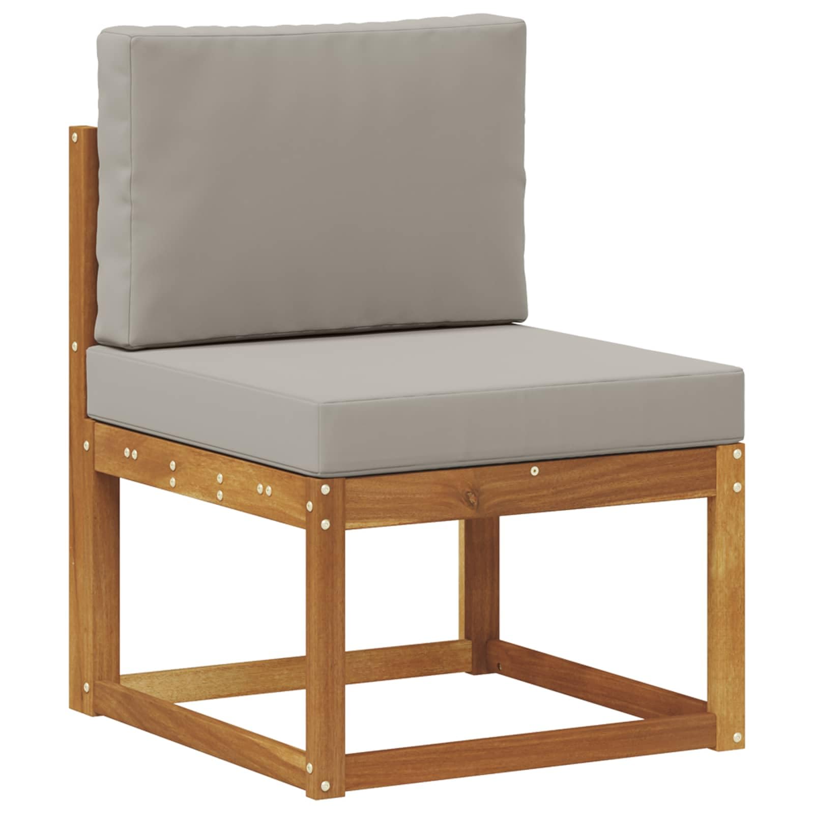 Outdoor-Sofagarnitur 6-TLG. modernes Design, wetterfestes Massivholz Akazie, Sitzgruppe für Garten, Balkon, Terrasse, inklusive Tisch, Hocker, Kissen, einfache Montage