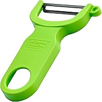 Kuhn Rikon Original Swiss Peeler 4-Inch Green - Super Sharp Carbon Steel Blade, Ergonomic Non-Slip Handle