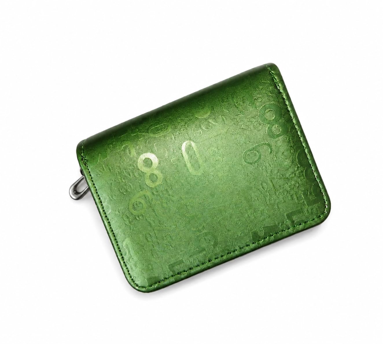 Sparkling Green Textured Wallet for Women with Zipper-image-0