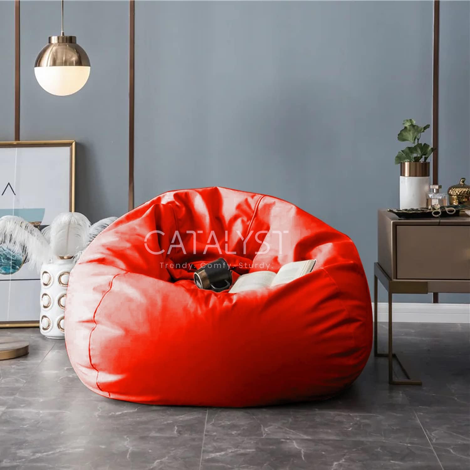 CATALYST - XXXXXXL (6XL) Extra Comfort Beanbag Cover Without Bean | 2 Years Warranty, Faux Leather Bean Bag Chair, Maximum Seating Capacity 6ft, (Only Cover) (RED) (B0D6LKVY5P) Amazon Price History, Amazon Price Tracker