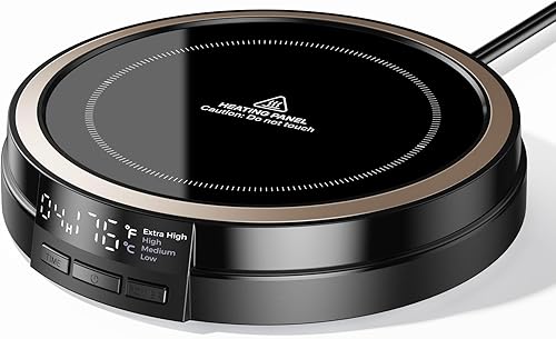 Calentador de tazas de café para escritorio, calentador de tazas de 50W con calentamiento rápido y pantalla inteligente, 4 temperaturas y