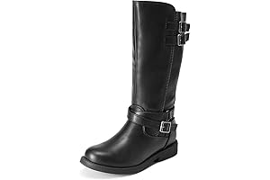 Girls Black Knee High Fashion Riding Boots