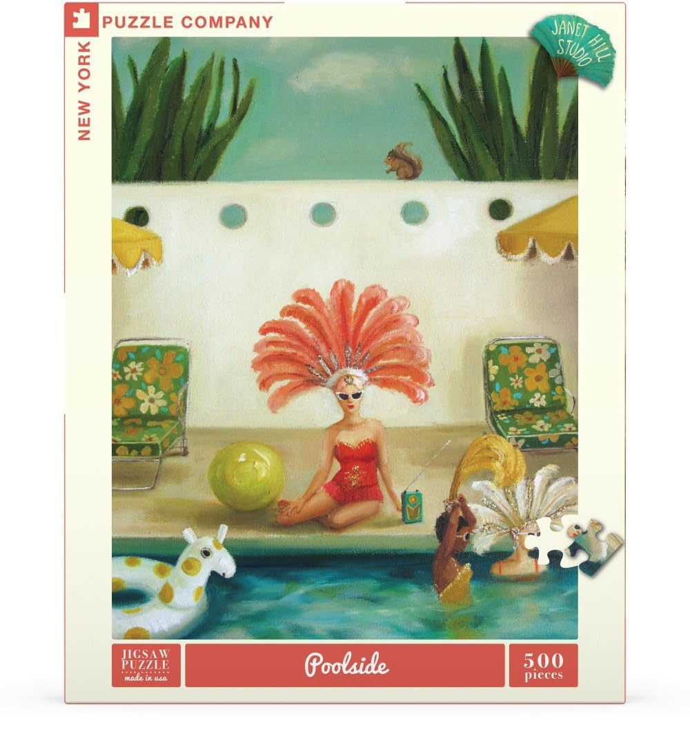 New York Puzzle Company - Janet Hill Poolside - 500 Piece Jigsaw Puzzle for Adults by Janet Hill