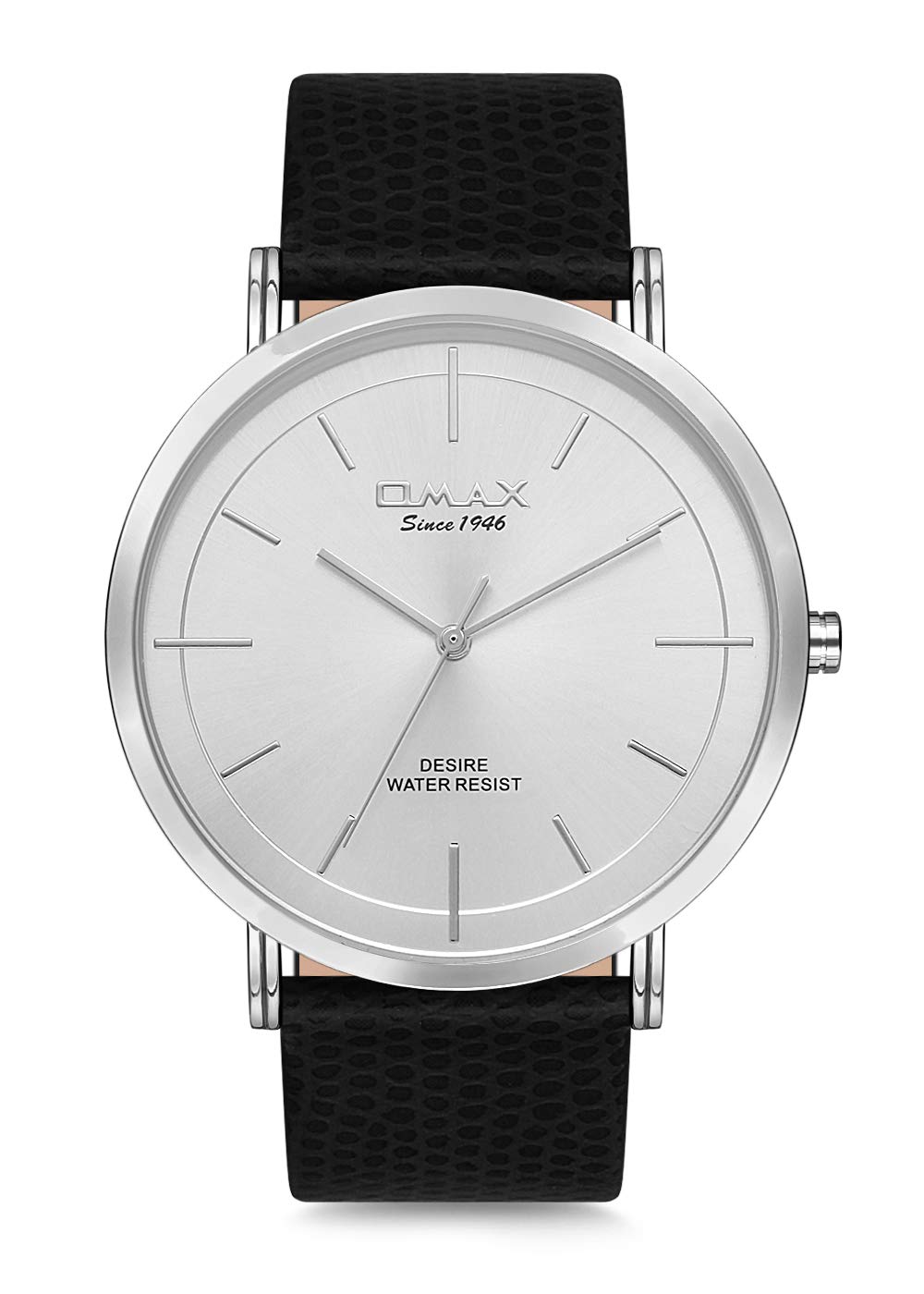 OMAX Analog Silver Dial Silver Case Men’s Watch with Black Leather Strap - DX31P62I (B07MHTT24M) Amazon Price History, Amazon Price Tracker