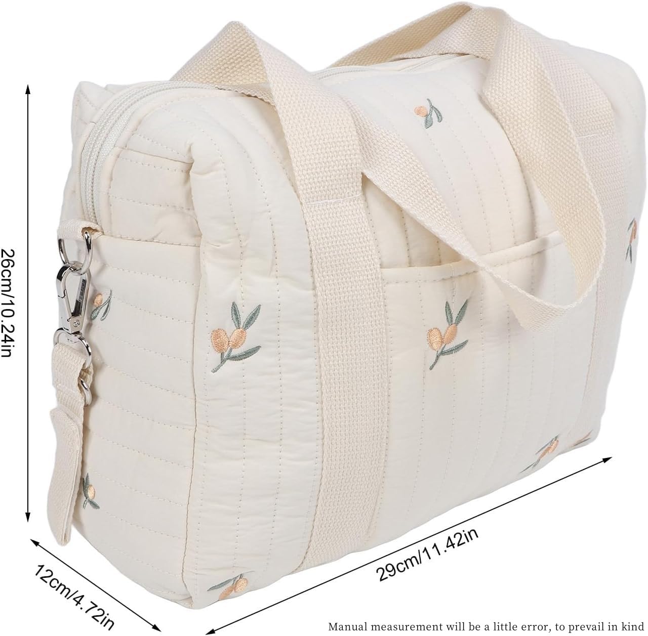 BORDSTRACT Borsa Portaoggetti Multifunzionale Per Passeggino, Borsa Riutilizzabile con Ricamo con Cerniera Borsa Per Pannolini Tasca con Cerniera di Grande Capacità Resistente(oliva)