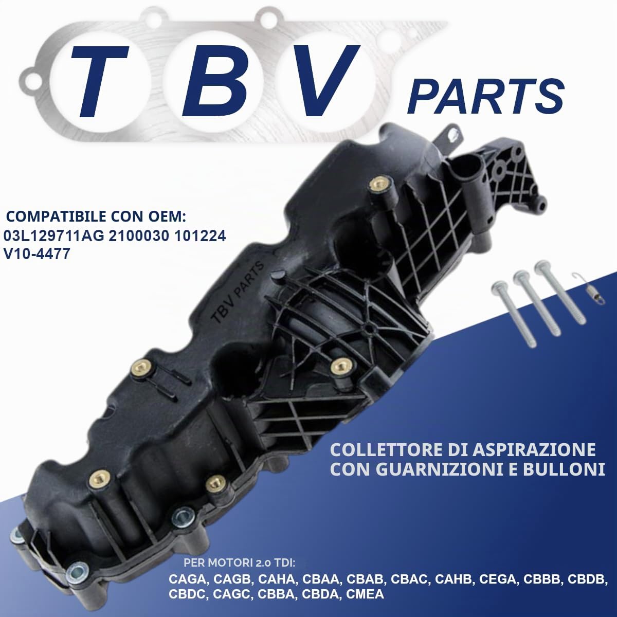 Collettore Di Aspirazione 03L129711AG 2100030 101224 V10-4477 Modulo collettore di aspirazione Compatibile Per A3 A4 A5 A6 Q5 Altea Leon Octavia Superb Yeti 2.0 TDI