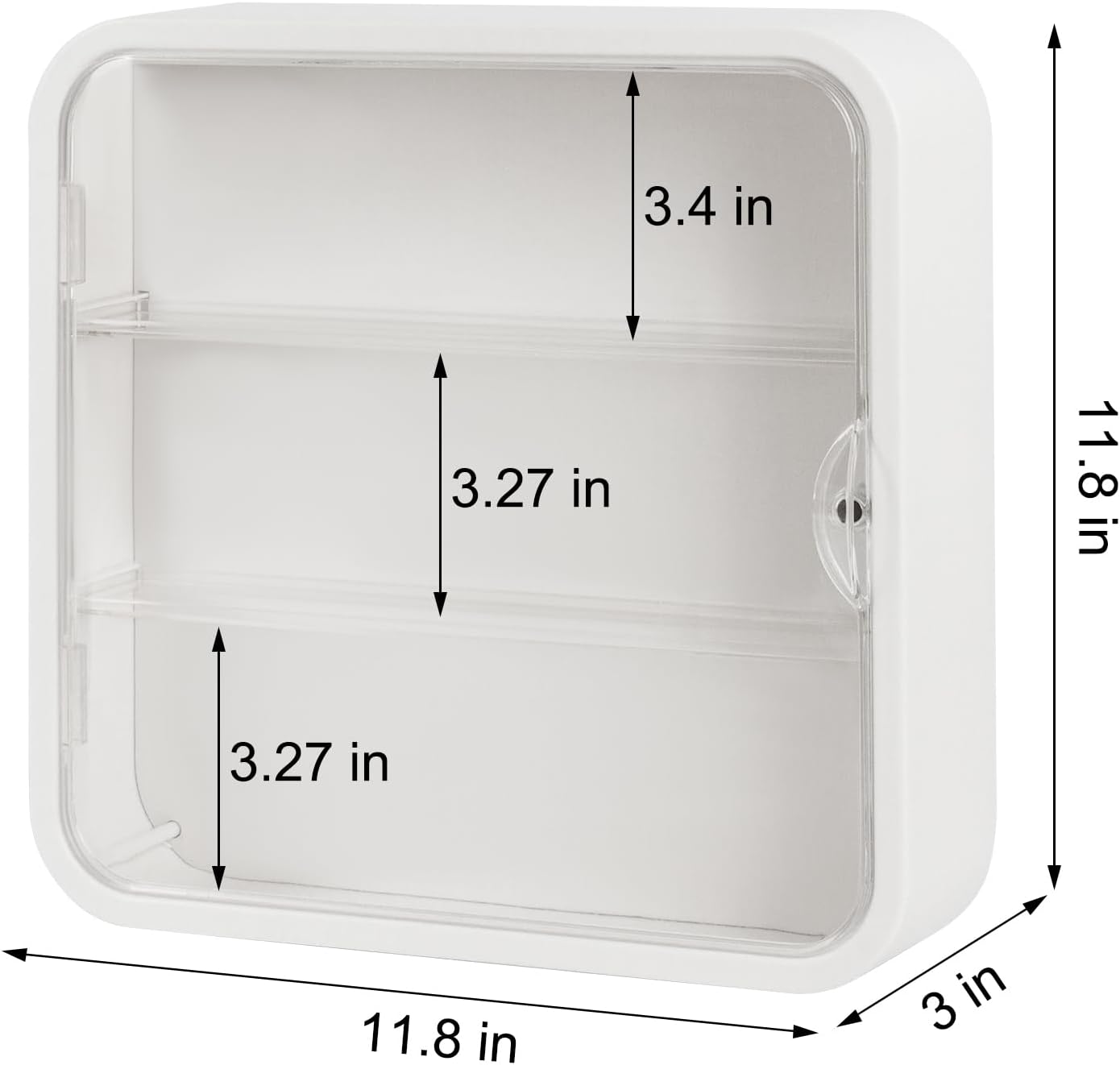 Display Case for Figures, Wall-Mounted Clear Dustproof Display Box with Magnetic Door and Shelf, Adjustable Doll Display Case for Collectibles Figurines Sonny Angels Pop Mart Mini Figures (White)
