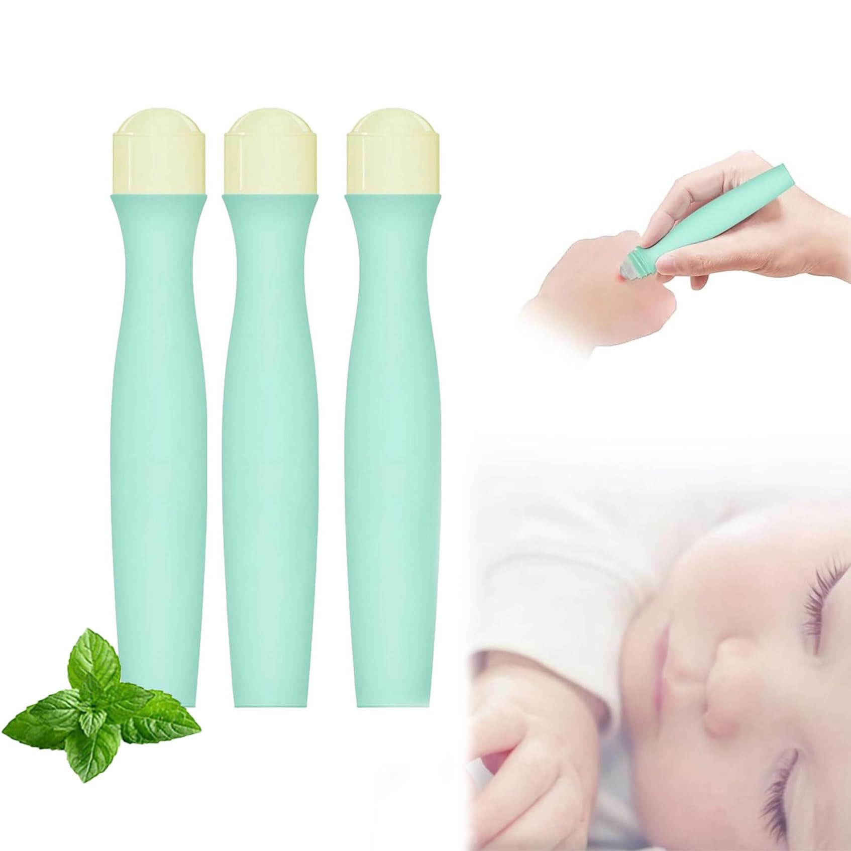 Mosquito Bite Itch Relief Ball, Itch Stick for Bug Bites, Bye Itchy Roll On After Bug Bite Itch Relief Caused By Mosquitoes, Fleas, Fire Ants, & Other Insect Bites-Unscented & Safe For Kids (3 PCS)