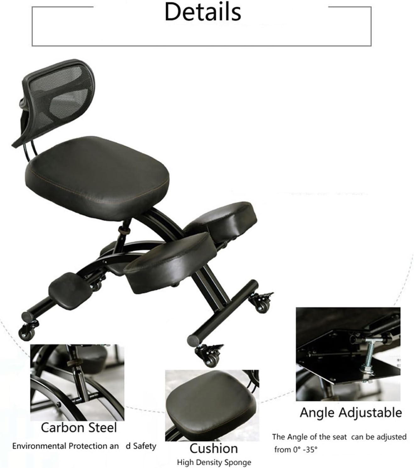 Ergonomic Kneeling Chair,Home Office Desk Chairs,Meditation Chair with Height Adjustable,Posture Office Stool with an Angled Seat and Casters