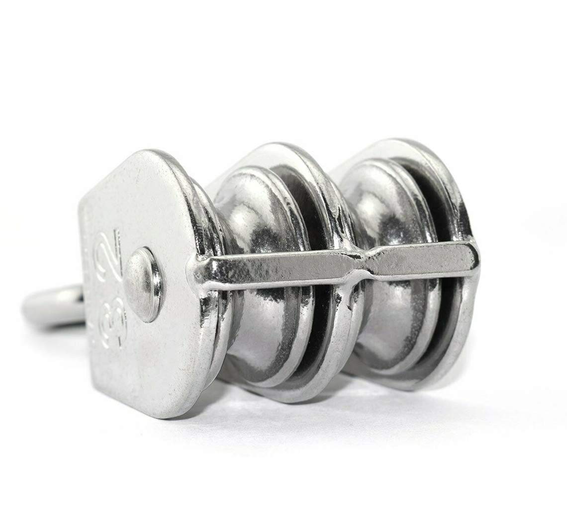 Supertool Silver Pulley Block, M15 Stainless Steel Double Swivel Pulley Roller For Lifting Rope Lifter Ship Yacht, 1Pcs Pulley Rigging