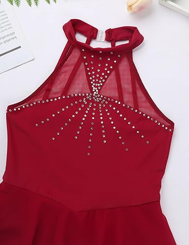 Miniatura 3 de Vestido brillante de patinaje sobre hielo para niños, para gimnasia, ballet, baile, leotardo con falda tutú
