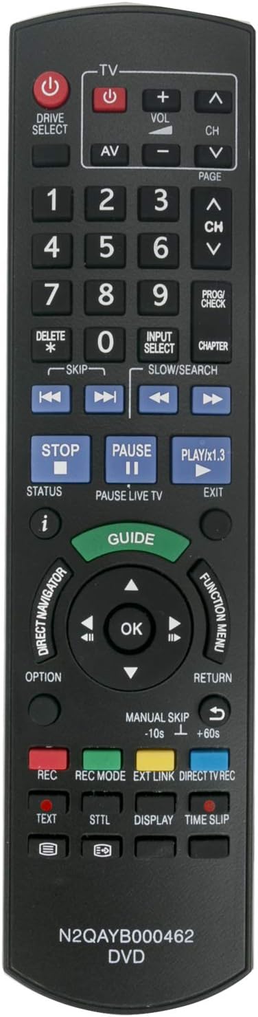 ALLIMITY N2QAYB000462 Remote Control Replaced for Panasonic DVD Recorder DMR-EX72S DMR-EX72SEG DMR-EX72SEGK DMR-EX72SEGS DMR-EX769EB DMR-EX769EF DMR-EX773EBK DMR-EX773EB-K DMR-EX79 DMR-EX83EB