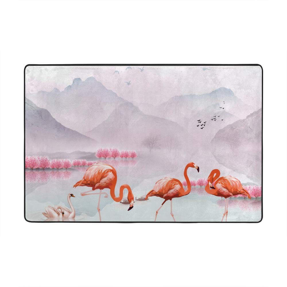 Tapis de jardin oiseaux et flamants roses 183x122 cm Ruchen
