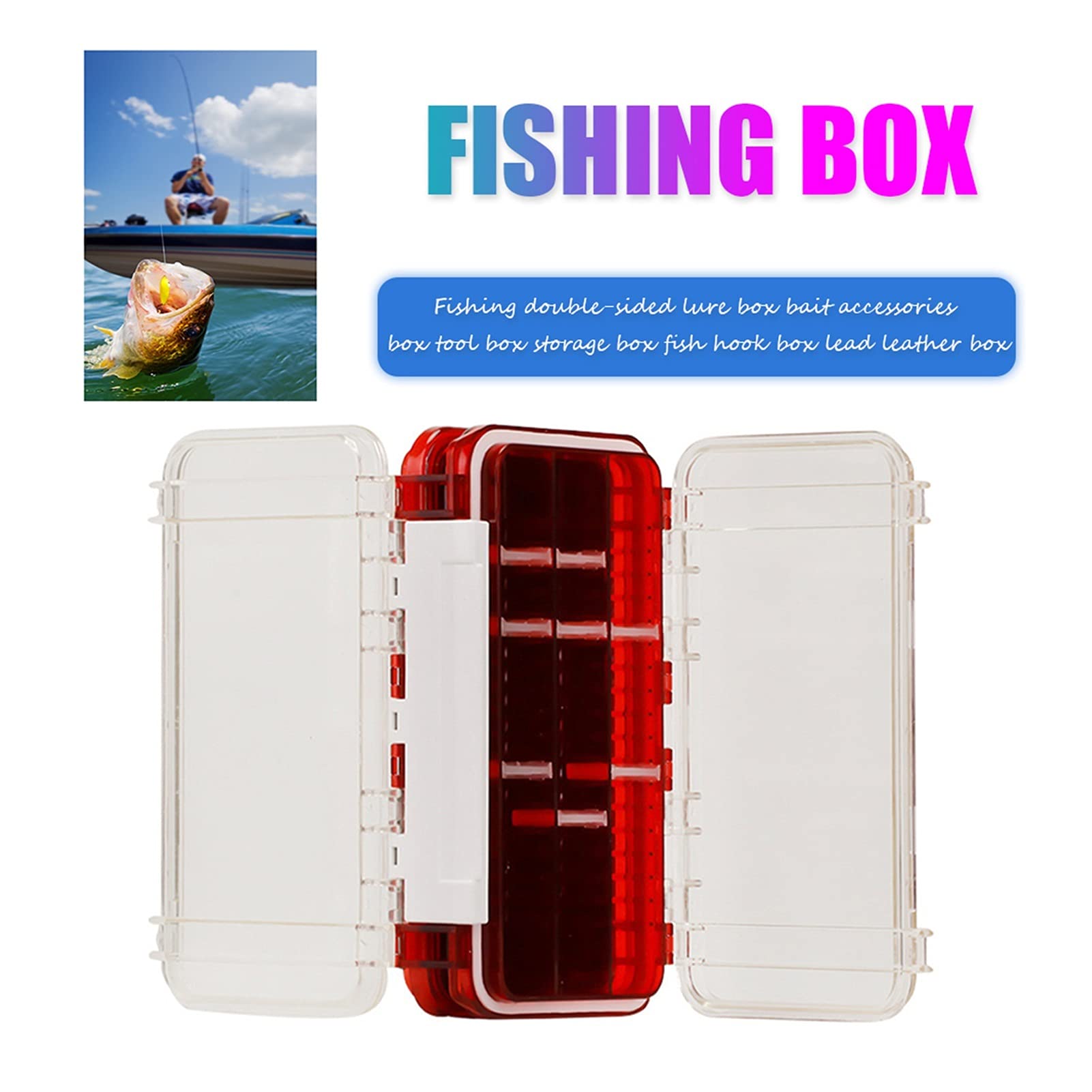 Angelzubehör Angelköder Haken Aufbewahrungsbox Doppelseitige Angelgerät Werkzeuge Organizer Hülle Fischhaken Köderköder Aufbewahrungskoffer Kleinteilebox (Color : Blauw)