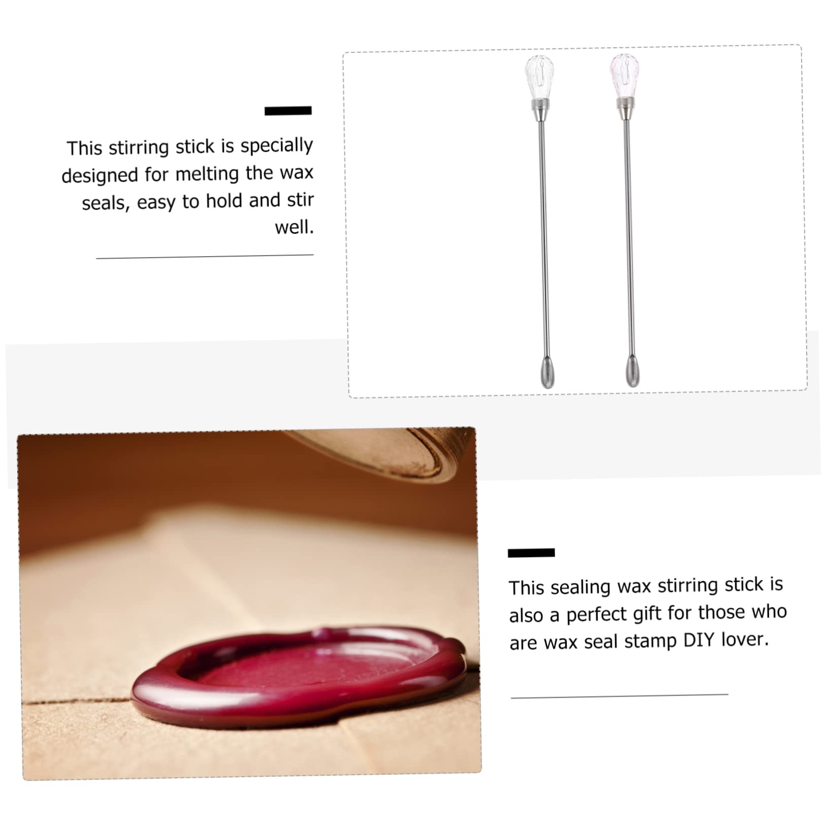 DOITOOL 2pcs Mixing Spoon Wax Seal Stirring Rod Stirring Applicator Spoon Waxing Spatulas Make Stick Baking Melts Crafting Sticks Craft Gold Small Spatulas Mixing Pink Plastic re-usable
