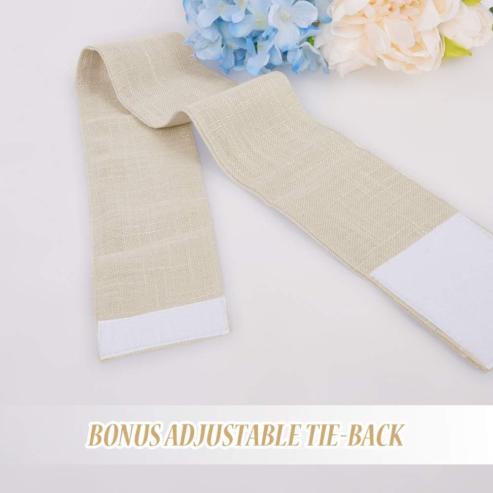 RYB HOME Sidelight Windows Curtains - Semi Sheer Drapes for Front Door Diffuse Sun Glare Privacy Sheers for Foyer Window Living Room Dining Area Bungalow, 2 Free Ropes, One Pair, W 30 x L 72, Beige