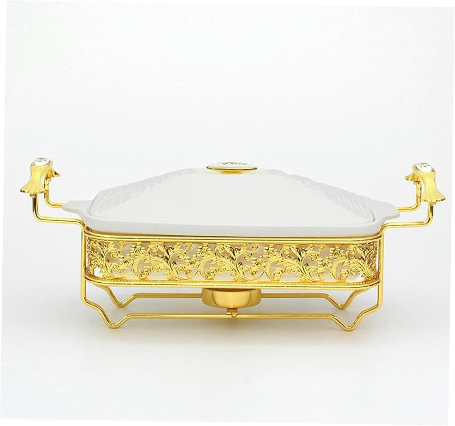 Juego de servidor de buffet de cerámica, calentador rectangular con tapa y soporte de combustible, ideal para fiestas y bodas, perfecto para catering y servir alimentos
