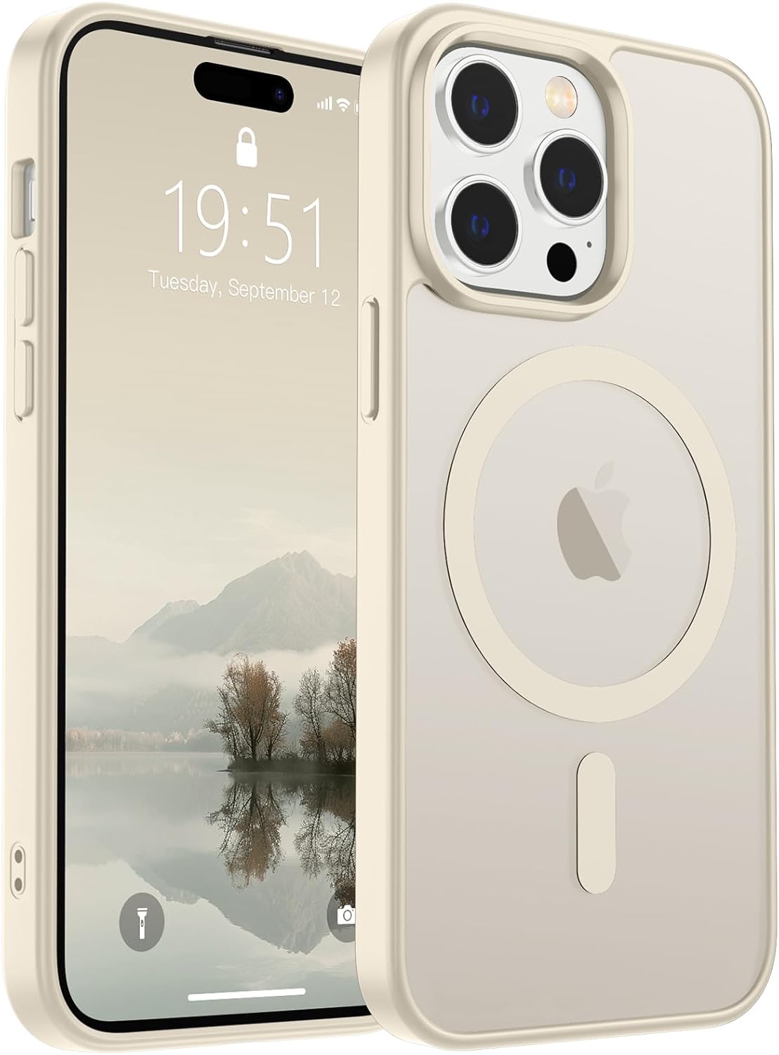 SUPFINE Magnetic for iPhone 14 Pro Case (Compatible with MagSafe) (Military Grade Drop Protection) Slim Translucent Matte Shockproof with Anti-Fingerprint Phone Case,Antique White