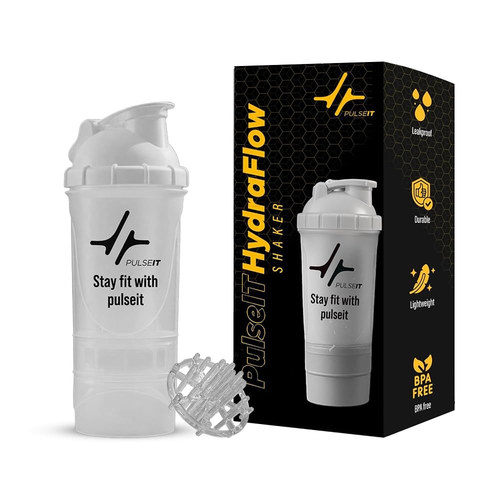 Pulseit Protein Shaker Bottle 500ml – Gym Shaker with 2 Storage Compartments for Supplements & Pills | BPA-Free, Leak-Proof & Durable Pre Workout Bottle | Ideal for Fitness, Workout & Sports (Grey)-image-17