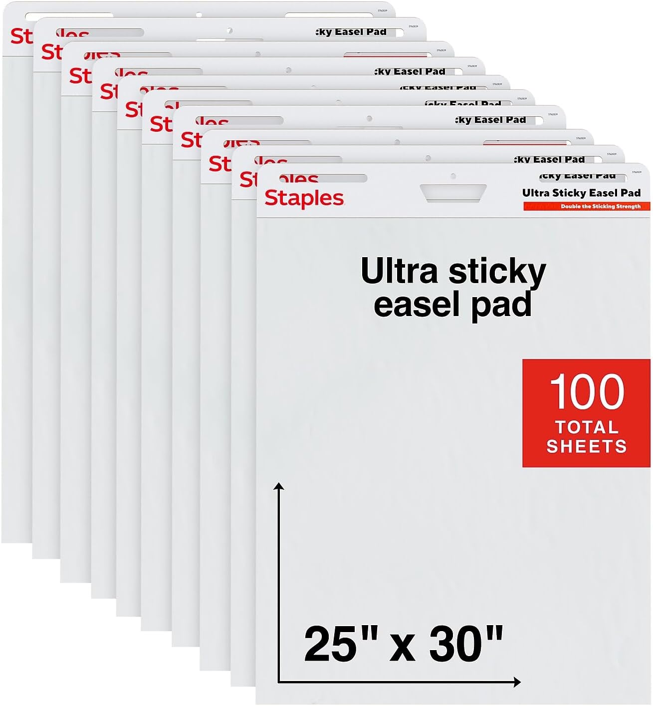STAPLES Ultra Sticky Easel Pad 25" x 30", 10 Sheets/Pad, 10 Pads/Carton - Easel Pad for Meetings & Classrooms