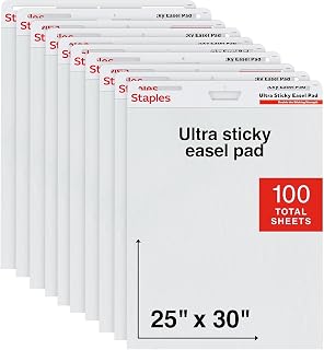 Staples Ultra Sticky Easel Pad, 25x30 Inch, 10 Sht/Pad, 10 Pads/Ctn