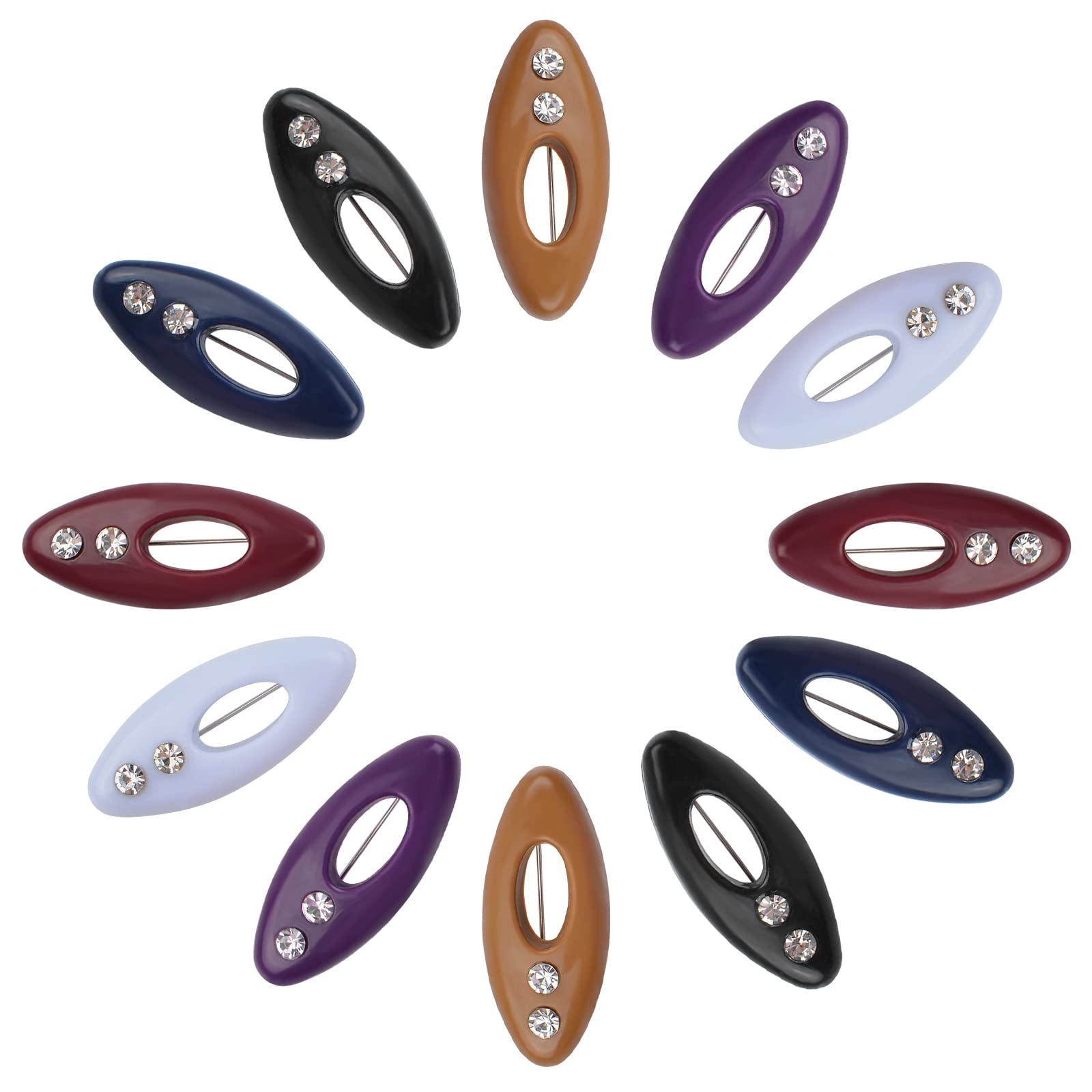 Hijab Pins, 24 Pieces 6 Colos Safety Pins Hijab Sari Pins Plastic Cover Safety Pins for Safety Locking Adult Clothes Diaper Scarf Decoration (Rhinestone)