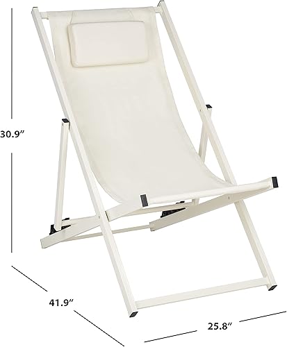 Miniatura 3 de Safavieh PAT9039A-SET2 Colección Camlin Beige Juego de 2 sillas plegables ajustables (totalmente montadas)