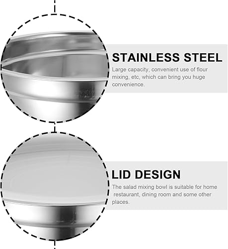 Miniatura 5 de Zerodeko Cuencos de ensalada Tazón de cocina Tazón de mezcla Tazones de metal Cuencos grandes para mezclar cuencos de acero inoxidable para el hogar