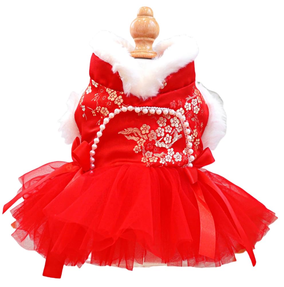 Furbabycare® Fashion Sweet Puppy Dog Autumn and Winter Princess Skirt Pet Dog Lace Cake Camisole Tutu Dress D-red XL