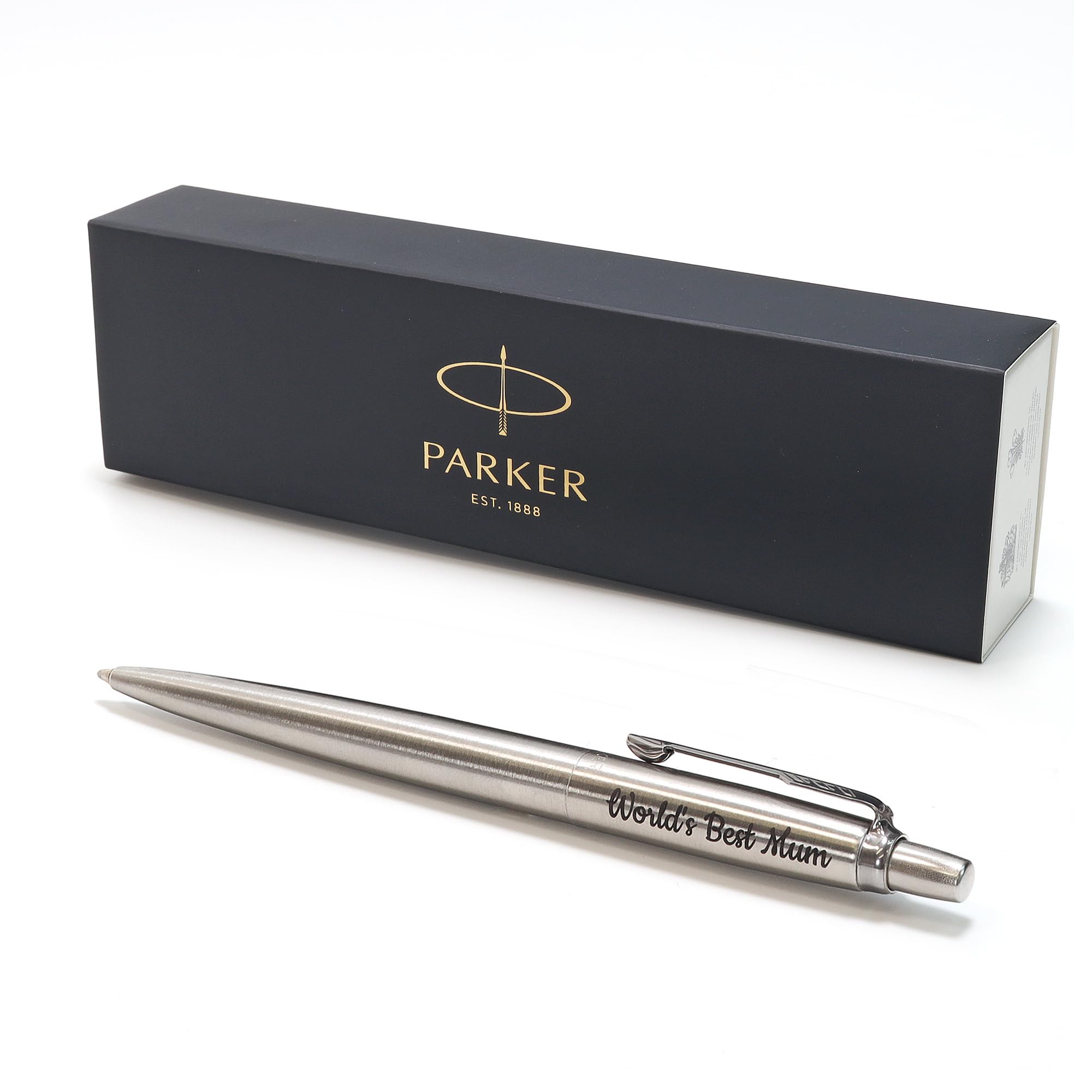 Personalised Custom Parker Jotter SS ballpoint pen + Gift Box | Laser Engraved - chrome trim
