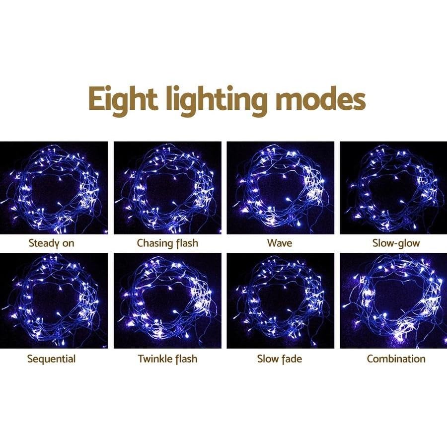 Image of MIRADH Icicle Diwali Lights Outdoor, 10ft 96 LED with 16 Drops Icicle Lights, Plug in Lights with 8 Modes Waterproof for Decoartion Light for Diwali, Christmas, Birthday, Ganesh Puja (Blue)