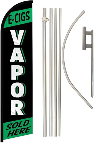 Infinity Republic - Kit de bandera y poste de manga completa sin viento verde vapor y negro - Perfecto para tiendas de vapeo, negocios, tiendas de disponible en Yaxa Colombia