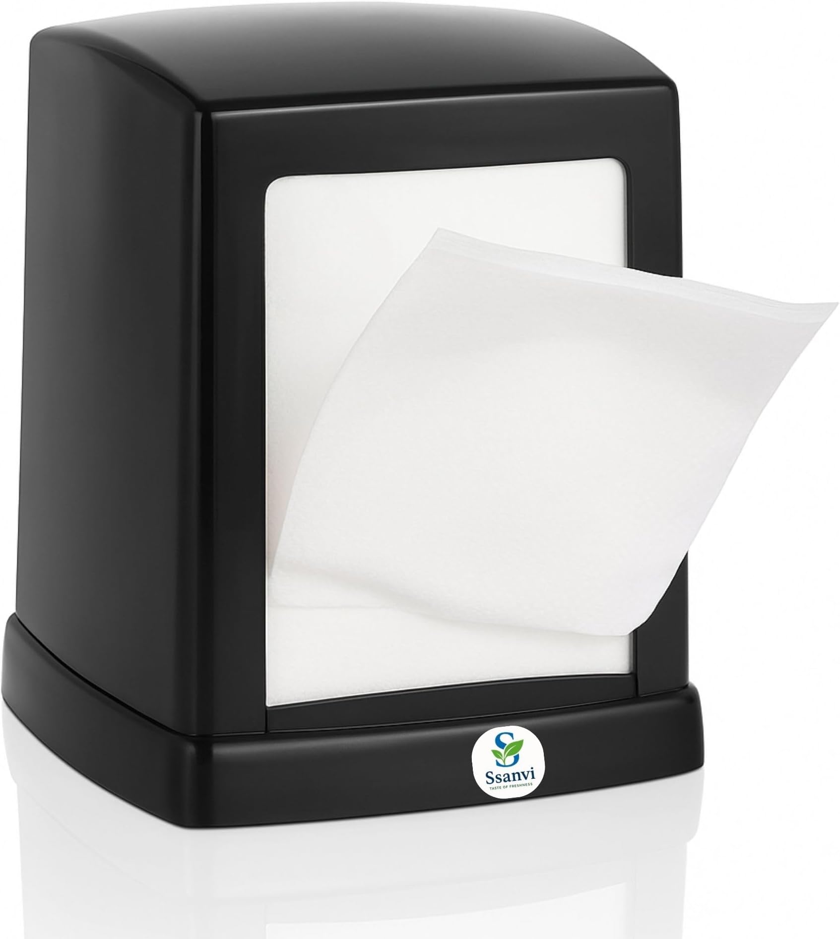 Double-Side Table Top Tissue Dispenser with 2 Refill Tissue Paper Box for Kitchen, Dining Table, Office (Black)