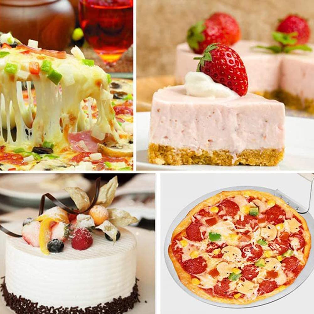 Pala per Pizza e Pane, Pala per Pizza in Acciaio Inossidabile con Manico, in 403 Acciaio Inossidabile, con Manico in Legno, per Pizza, Torte, Biscotti, Forno e Griglia, 25.5 cm / 10 pollici (Argento)