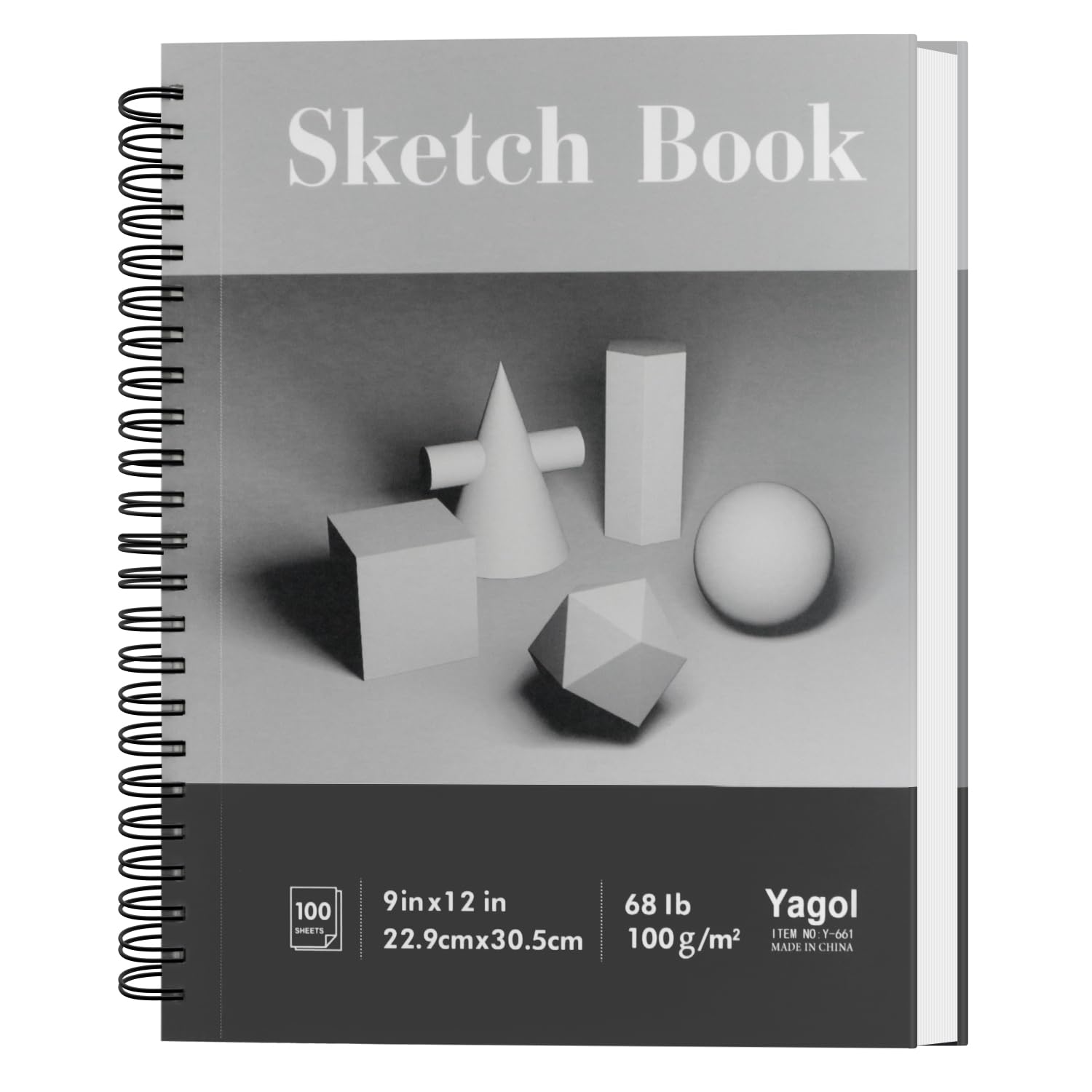9x12 Hard Cover Sketch Book - Top Spiral Bound, 100 Sheets 68lb/100gsm Paper, Acid-Free Drawing Pad - View #10