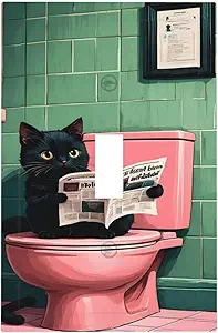 Decorative Light Switch Cover Plate Funny Black Cat Newspaper Pink Toilet 1 Gang Wall Plate Oversized Single Toggle Wall Cover Plate Jumbo Electrical Switchplate Faceplate