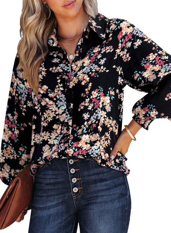 Dokotoo Women’s Casual V Neck Allover Floral Print Long Sleeve Chiffon Button Down Blouses Bohemian Top Shirts Dokotoo Women’s Casual V Neck Allover Floral Print Long Sleeve Chiffon Button Down Blouses Bohemian Top Shirts