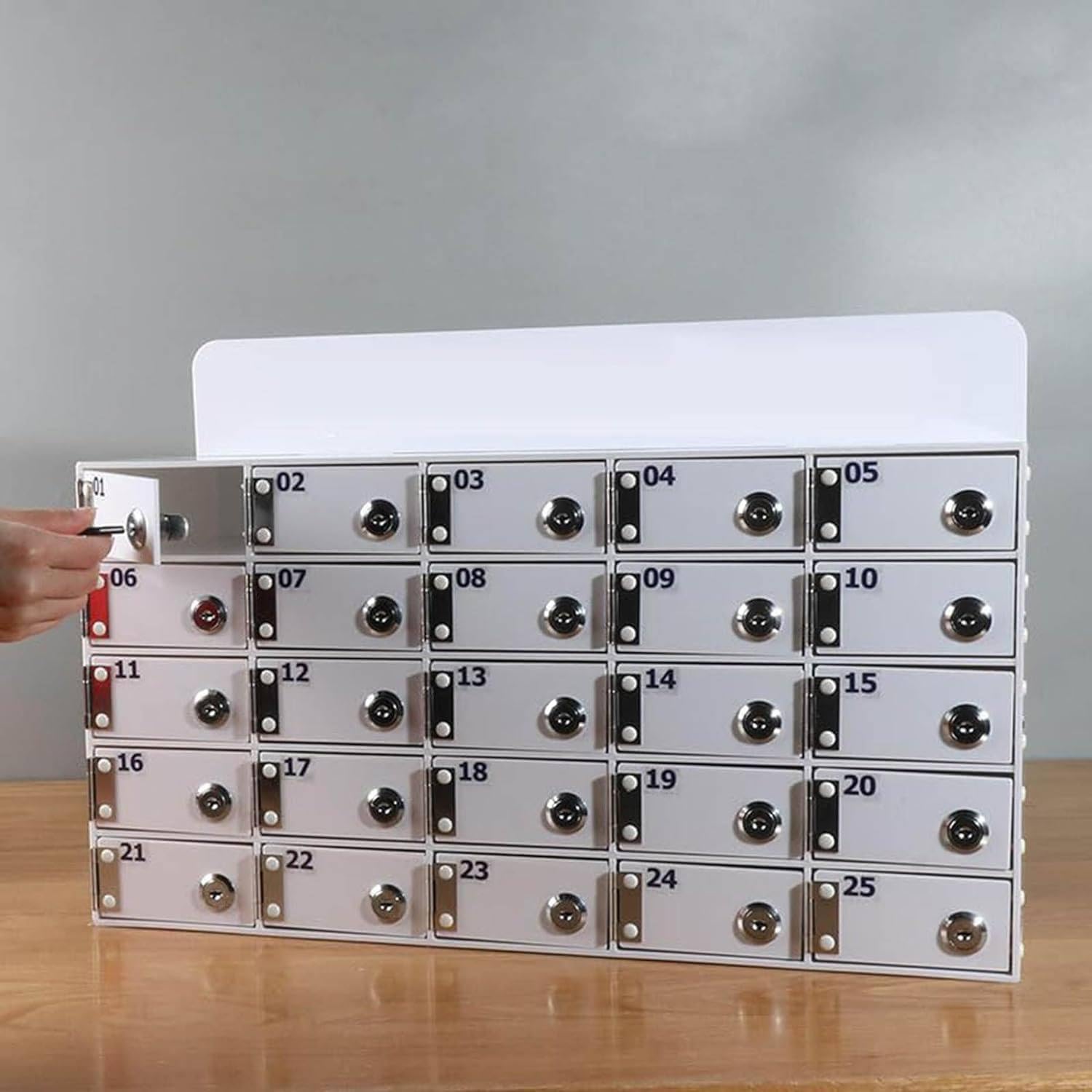 Secure Mobile Phone Storage Cabinet - Aluminum Key Locker for Safe Storage in Classrooms and Gyms,25Slots