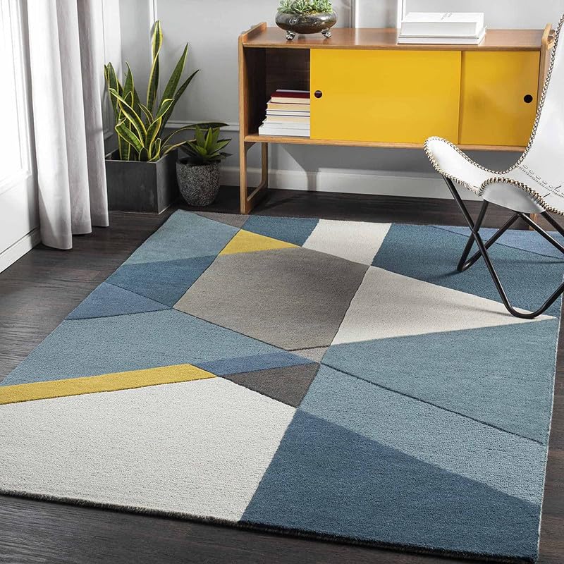 Image of Embossed Handmade GH Wool Thick Geometrical Carpet is a Stylish and Practical Addition to Any Living Room 10X13