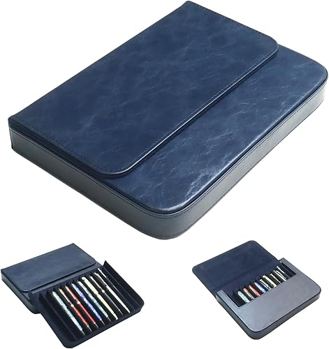 12 Slot Fountain Pen Case, Handmade Magnetic,Christmas Gift(blue)
