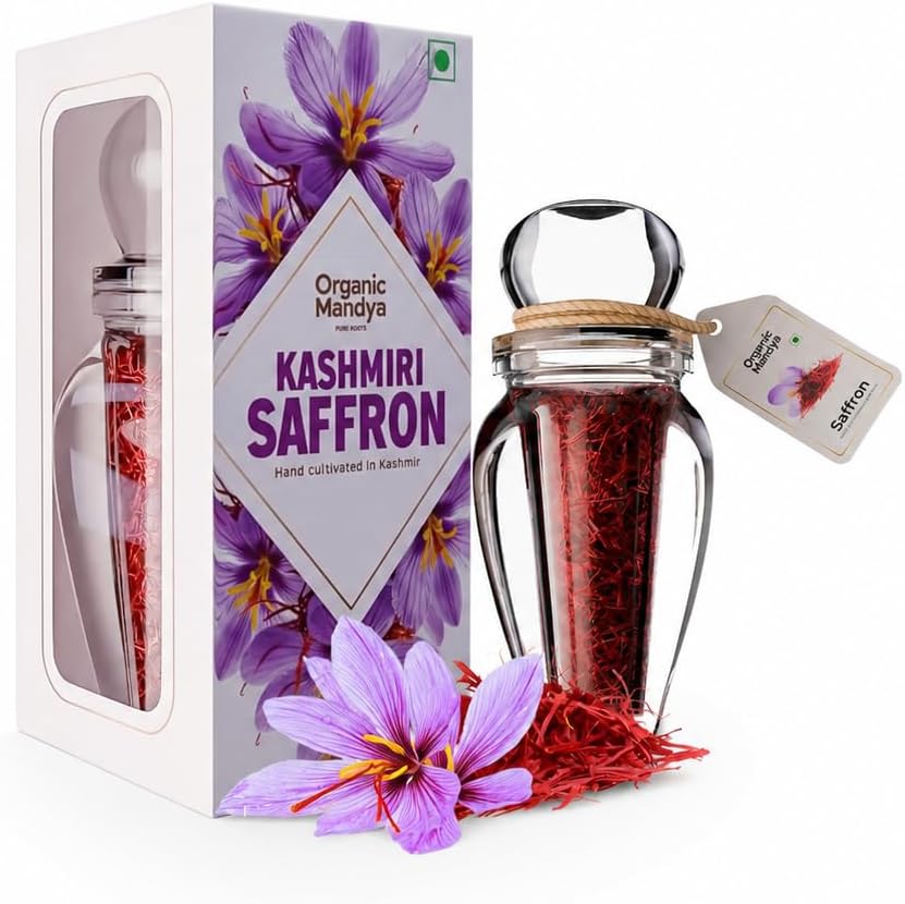 Organic Mandya Premium Kashmiri Saffron/ Kesar/Kumkumapuvvu 1 GM | 100% Pure & Natural | A+ Grade