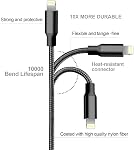 CUGUNU iPhone Charger, 5 Pack 3/3/6/6/10FT Apple MFi Certified USB Lightning Cable Nylon Braided Fast Charging Cord Compatible for iPhone 14/13/12/11/X/Max/8/7/6/5/SE/Plus/iPad - Black
