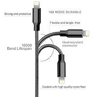 Vista 4 de cugunu Cargador para iPhone, 5 unidades de 3/3/6/6/10 pies, con certificación MFi de Apple, cable Lightning USB de nailon trenzado, cable de carga