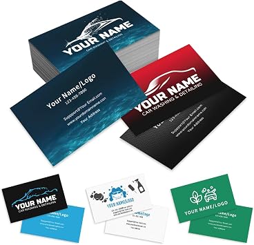 Custom Business Cards 300gsm Waterproof Matte Paper Double-sided Printing Business Cards for Small Business Customize with Your Logo Text Car Wash Template