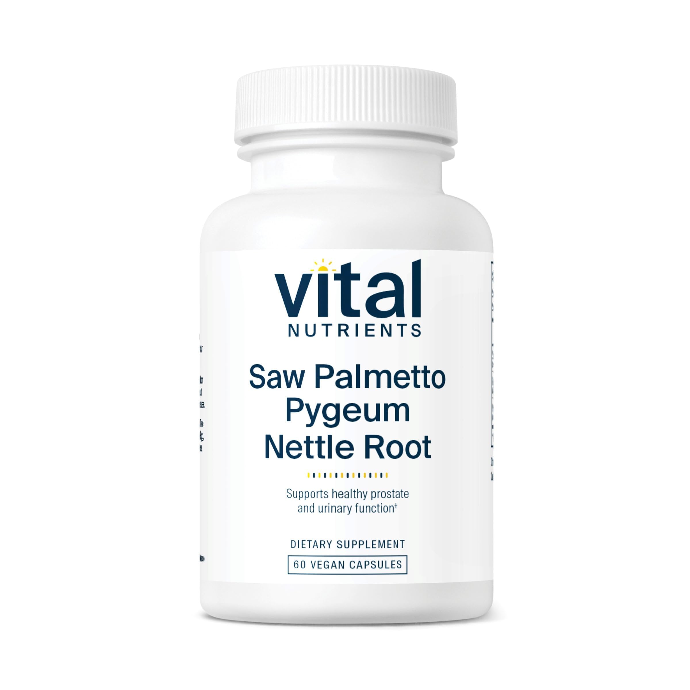 Vital Nutrients Saw Palmetto with Pygeum & Nettle Root - Vegan Saw Palmetto for Men Supports Healthy Prostate Function* - Gluten, Dairy, Soy Free - 60 Capsules