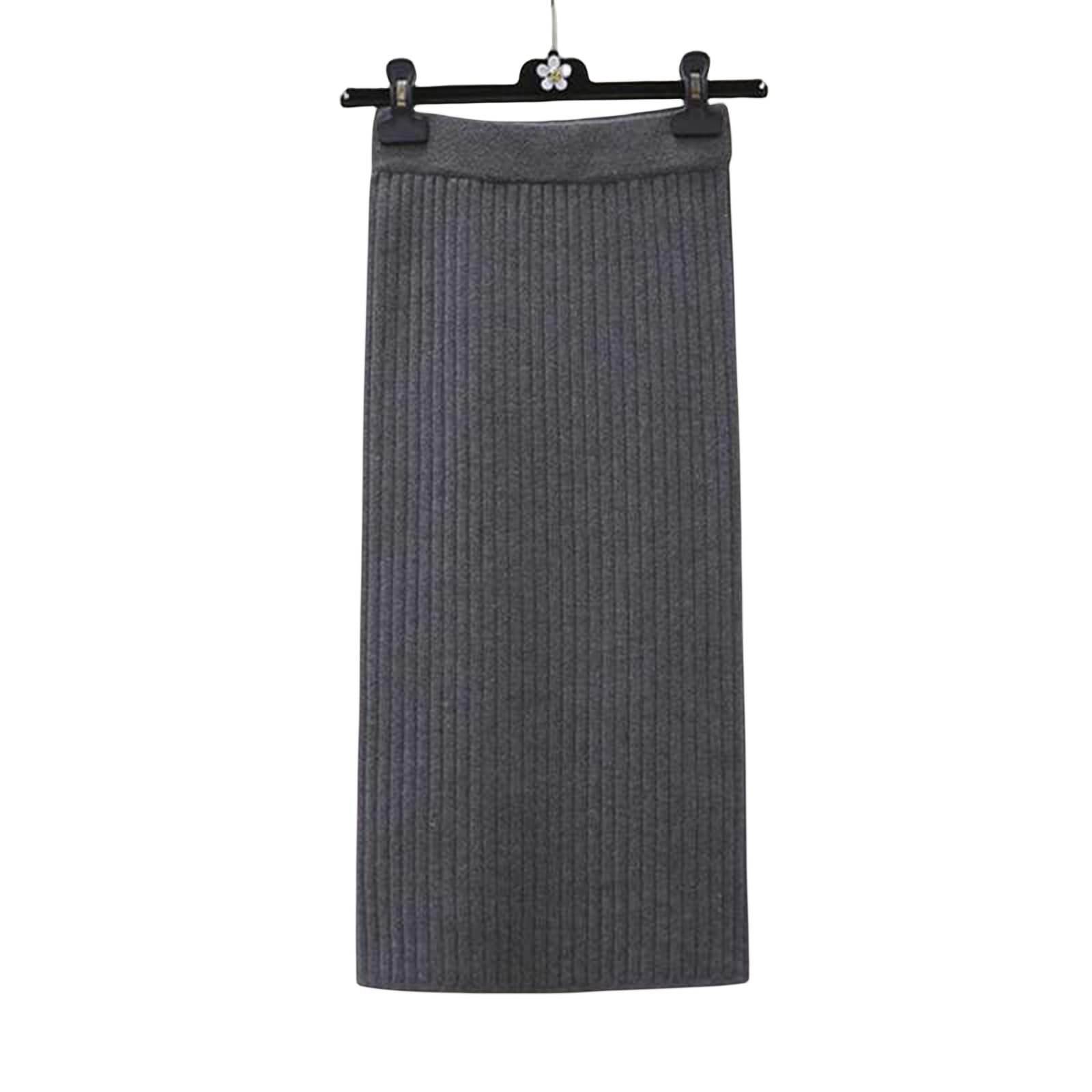 TEidea Spódnice damskie, retro, wysoka talia, gruba dzianinowa spódnica midi z elastycznym ściągaczem i eleganckimi plisami w czterech długościach