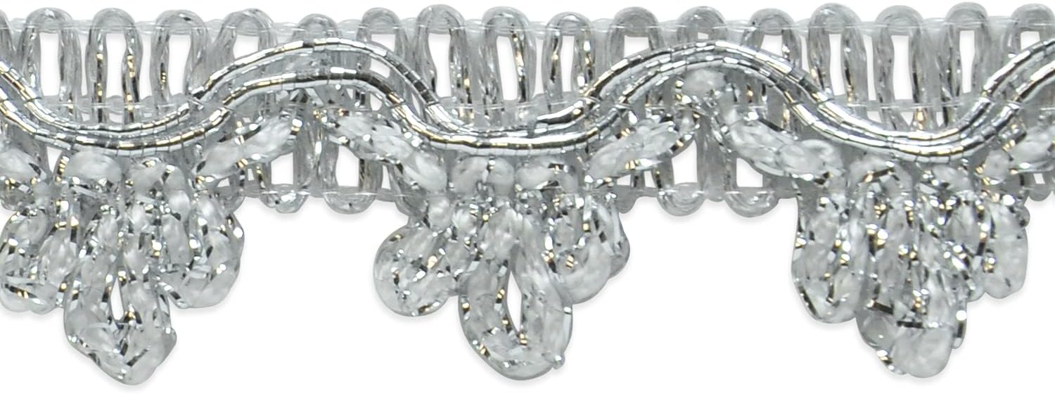 Expo International Trims by the Yard Delicia Decorated Gimp Metallic Silver | (10 Yard Cut) Trim, 10 yd